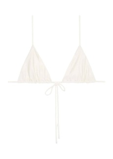 Mikoh Swimwear Oska Thin String Triangle Bikini Top In Ecru