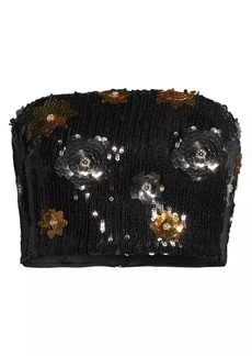 Milly 3D Floral Sequins Crop Tube Top