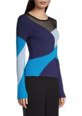 Milly Abstract Rib-Knit Top
