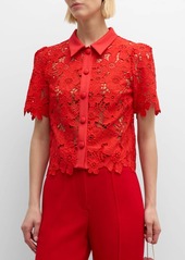 Milly Addison Roja Cropped Floral Lace Top