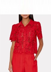 Milly Addison Roja Lace Top In Red