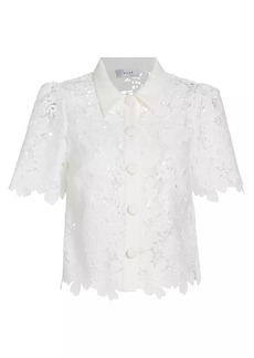 Milly Addison Short-Sleeve Lace Top