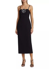 Milly Allison Rosette-Embellished Midi-Dress