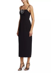 Milly Allison Rosette-Embellished Midi-Dress