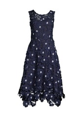 Milly Annemarie Floral-Embroidered Midi-Dress