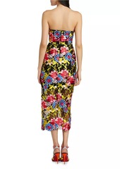 Milly Artem Embroidered Strapless Midi-Dress