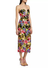 Milly Artem Embroidered Strapless Midi-Dress