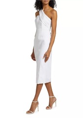 Milly Asymmetric Linen-Blend Midi-Dress