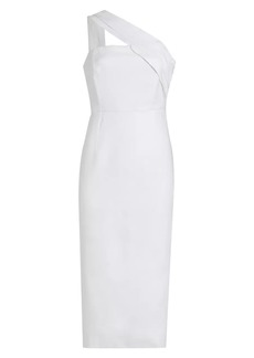 Milly Asymmetric Linen-Blend Midi-Dress