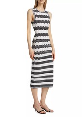 Milly Asymmetric Zig-Zag Knit Midi-Dress