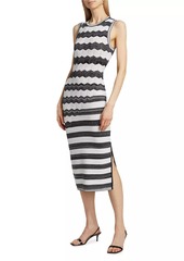 Milly Asymmetric Zig-Zag Knit Midi-Dress