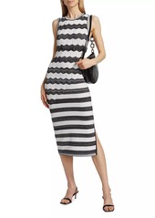 Milly Asymmetric Zig-Zag Knit Midi-Dress