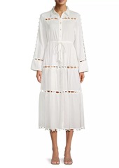 Milly Beaded Cotton Voile Midi-Shirtdress
