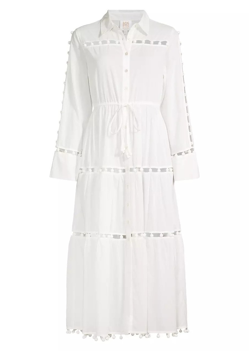 Milly Beaded Cotton Voile Midi-Shirtdress