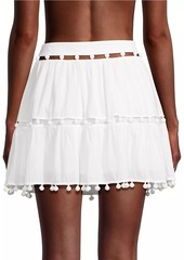 Milly Beaded Cotton Voile Miniskirt