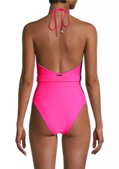 Milly Belted Halter One-Piece Swimsuit