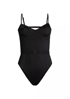 Milly Belted Open-Back One-Piece Swimsuit