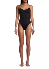 Milly Belted Open-Back One-Piece Swimsuit
