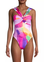 Milly Betsy Rainbow Waterfall Brushstroke One-Piece Swimsuit