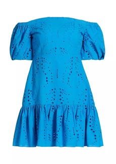 Milly Butterfly Eyelet Off The Shoulder Dress