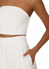 Milly Butterfly Eyelet Strapless Crop Top