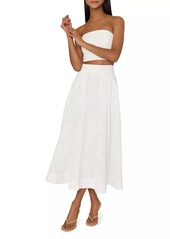 Milly Butterfly Eyelet Strapless Crop Top