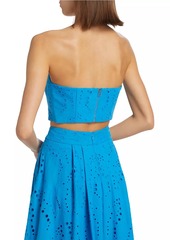 Milly Butterfly Eyelet Strapless Crop Top