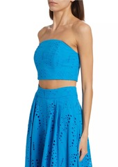 Milly Butterfly Eyelet Strapless Crop Top