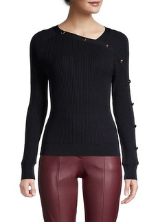 Milly Buttoned Rib-Knit Top