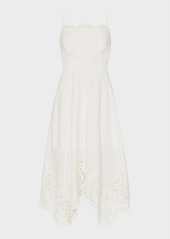 Milly Camilla Embroidered Handkerchief Midi Dress