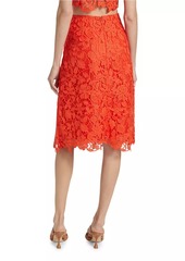 Milly Carreen Floral Lace Slit Skirt