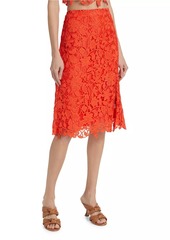 Milly Carreen Floral Lace Slit Skirt