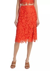 Milly Carreen Floral Lace Slit Skirt