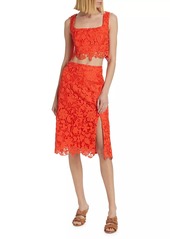 Milly Carreen Floral Lace Slit Skirt