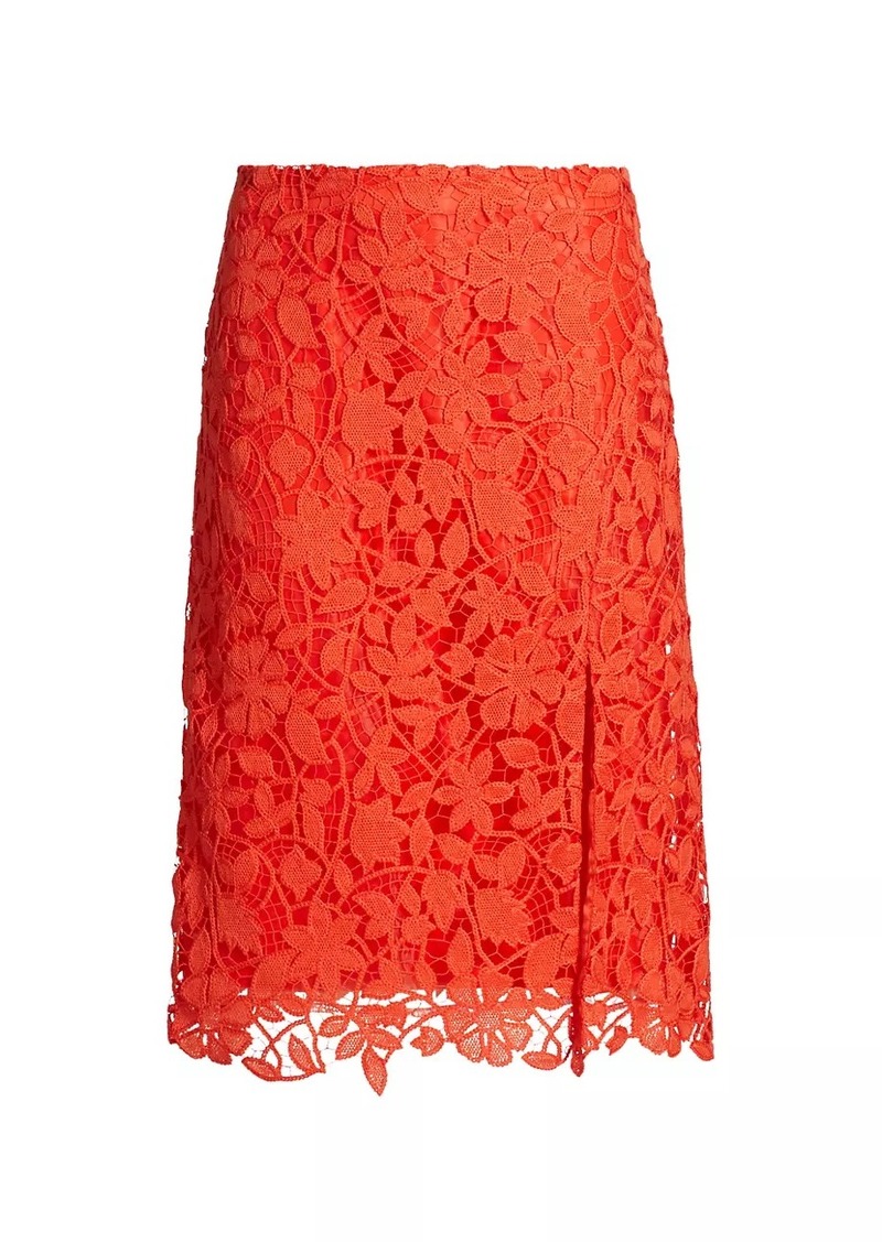 Milly Carreen Floral Lace Slit Skirt