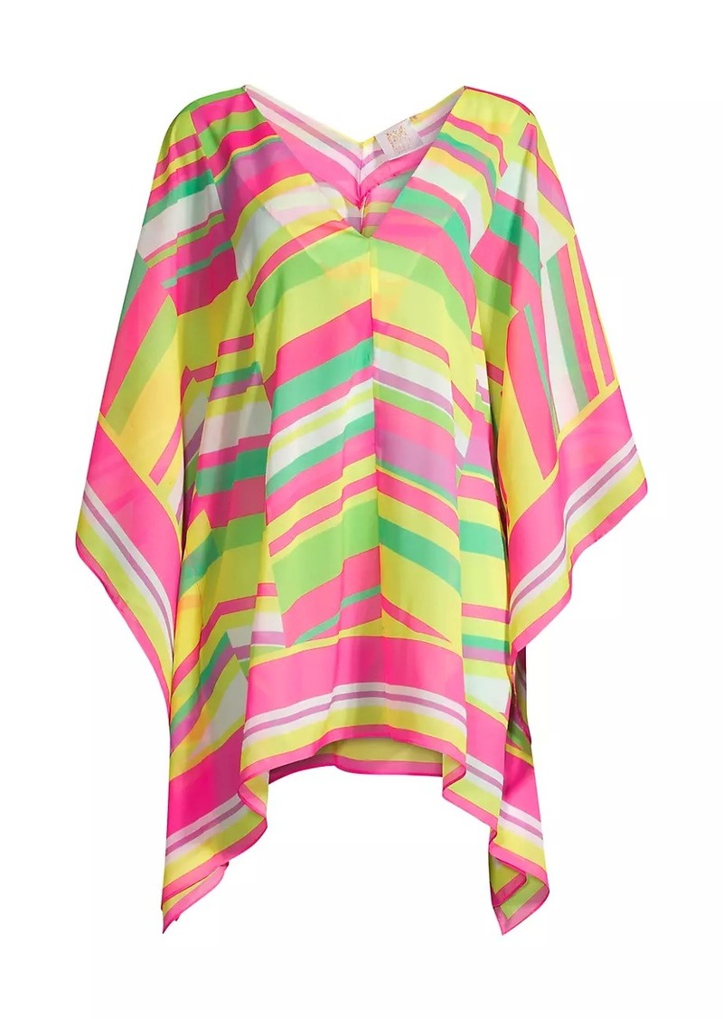 Milly Chevron Chiffon Cover-Up Caftan