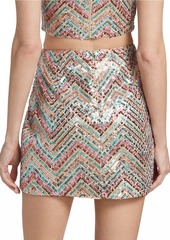 Milly Chevron Sequined Miniskirt