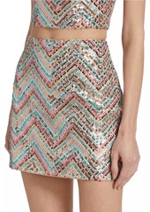 Milly Chevron Sequined Miniskirt