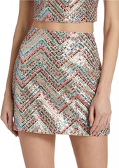 Milly Chevron Sequined Miniskirt