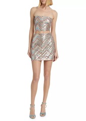 Milly Chevron Sequined Miniskirt