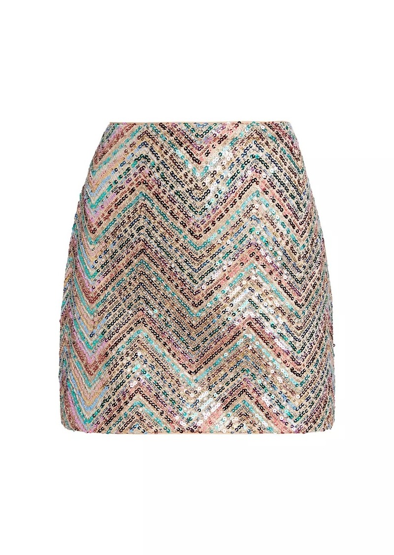 Milly Chevron Sequined Miniskirt