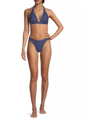 Milly Chevron Shimmer Halter Bikini Top