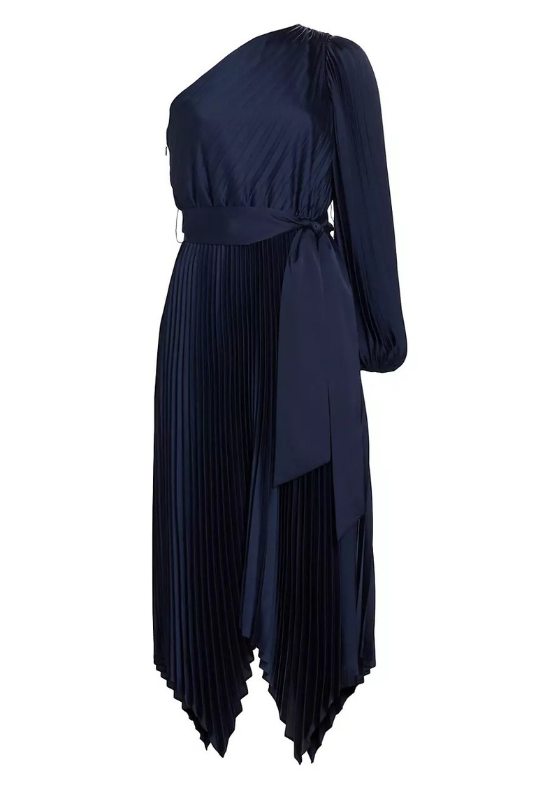 Milly Christa Pleated One-Shoulder Dress