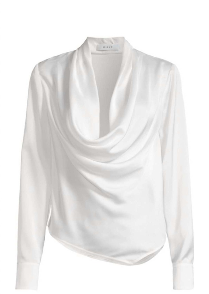 Milly Cowl Neck Blouse In White