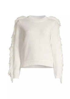 Milly Crewneck Fringe-Sleeve Sweater