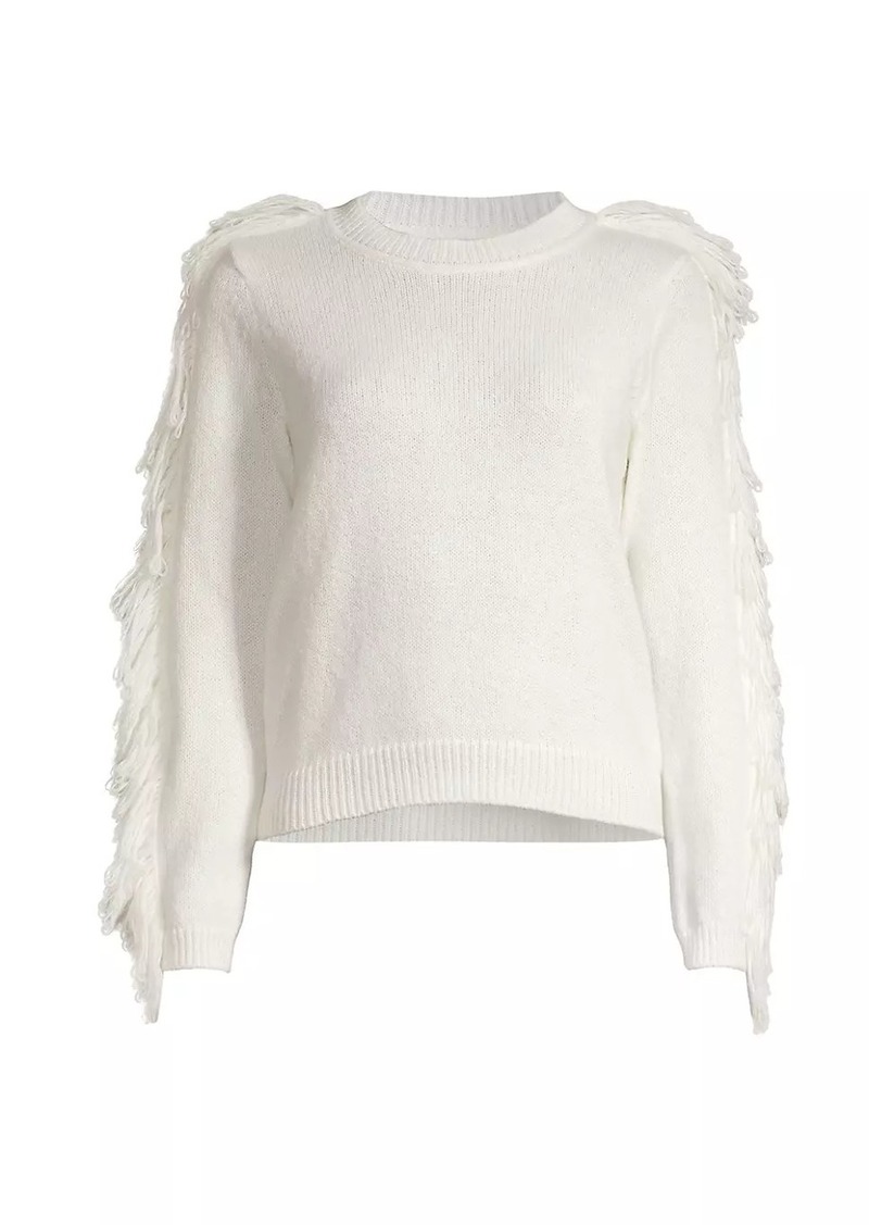 Milly Crewneck Fringe-Sleeve Sweater