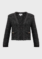 Milly Cropped Boucle Tweed Jacket