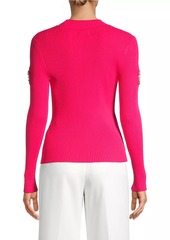 Milly Crystal Cut-Out Rib-Knit Top