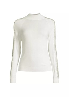 Milly Crystal-Embellished Wool-Blend Sweater