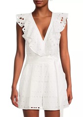 Milly Darcy Geometric Eyelet Cotton Romper